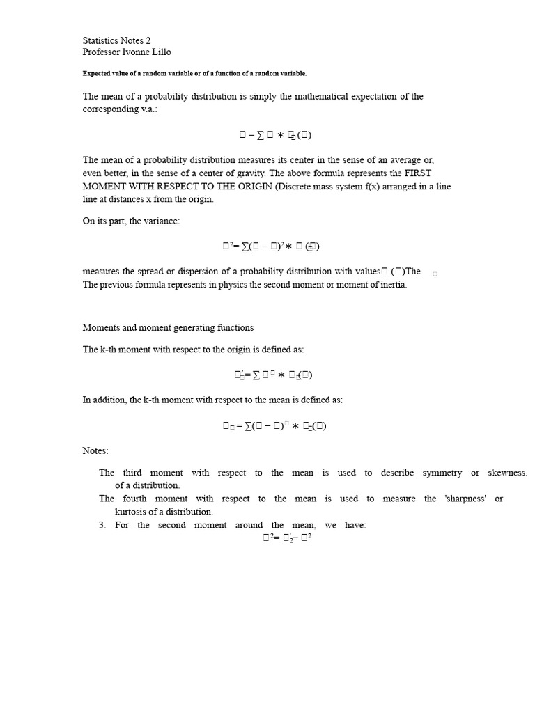Probability Distribution and Moments Explained | PDF | Variance | Mean