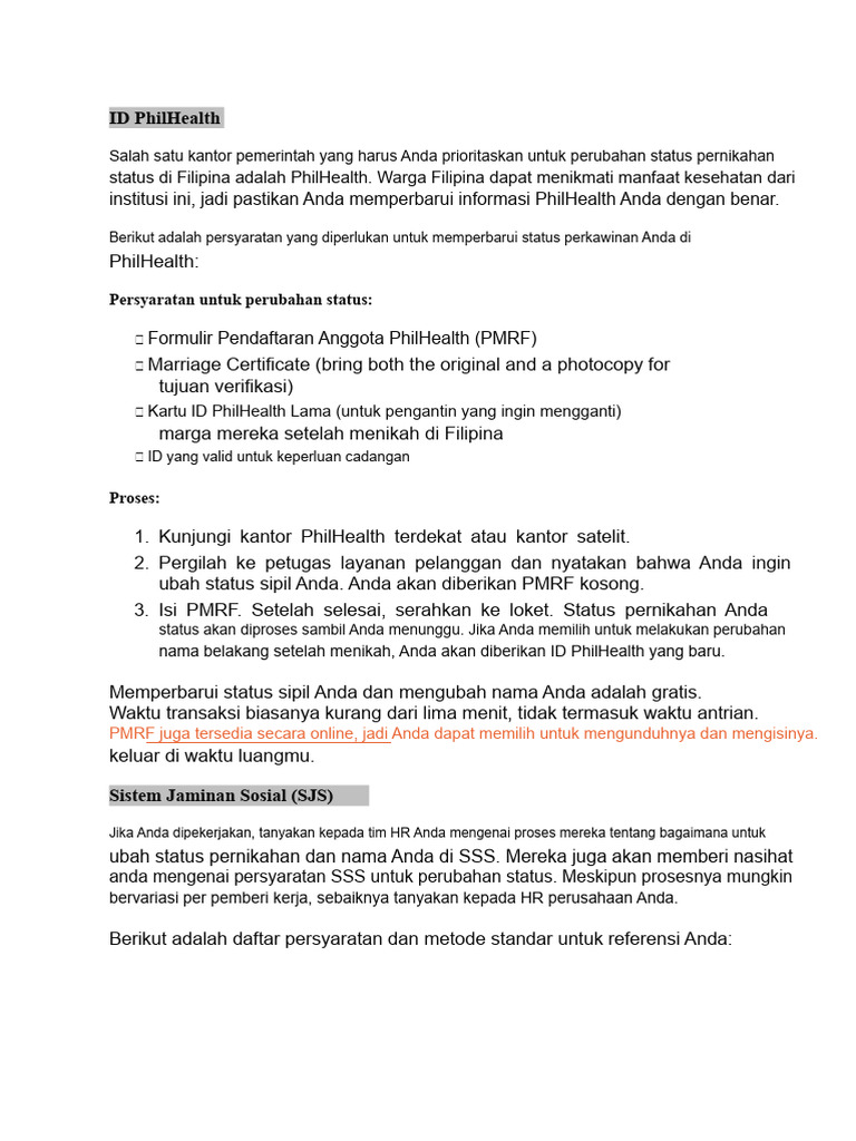 Cara Update Status Pernikahan di PhilHealth | PDF