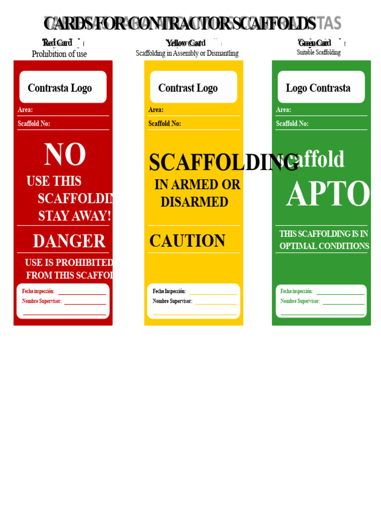 Contractor Scaffolding Safety Cards | PDF