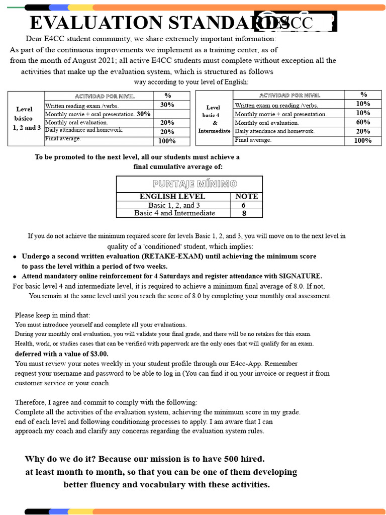 E4CC English Evaluation Standards | PDF