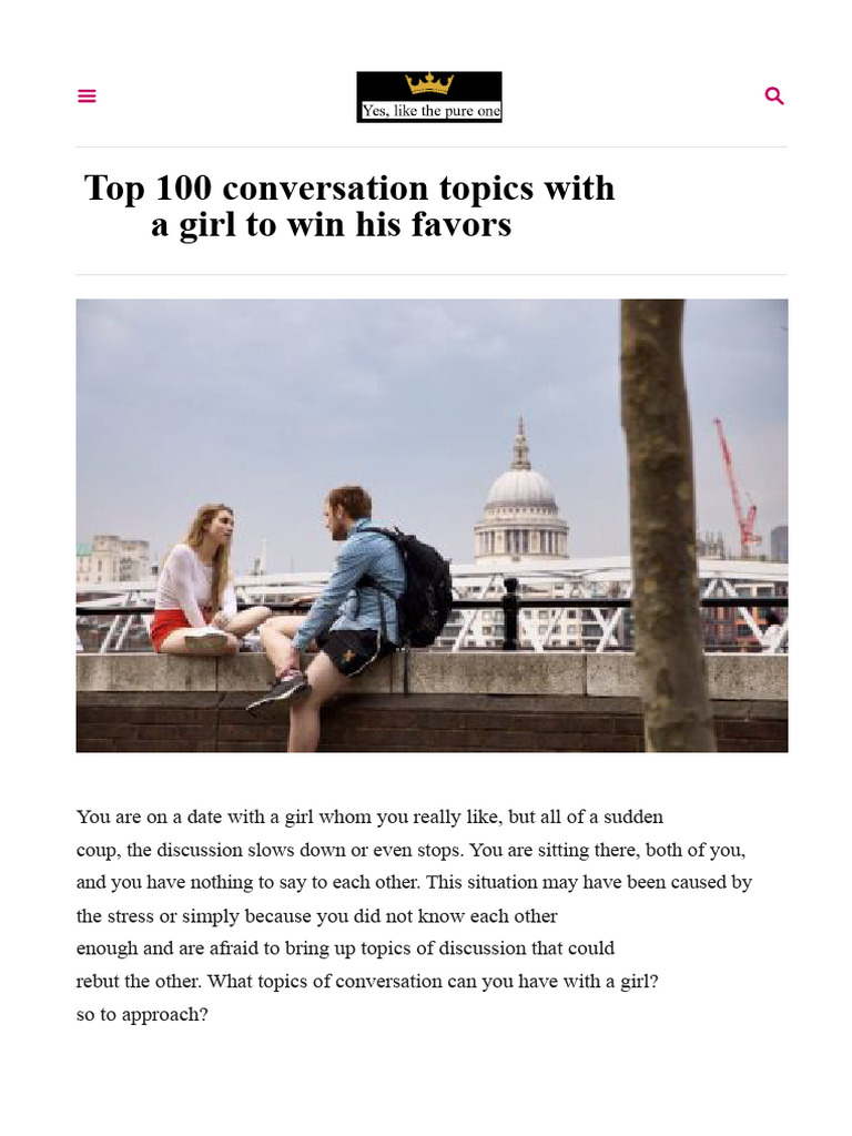 Top 100 Conversation Topics With A Girl To Win Her Favor | PDF ...