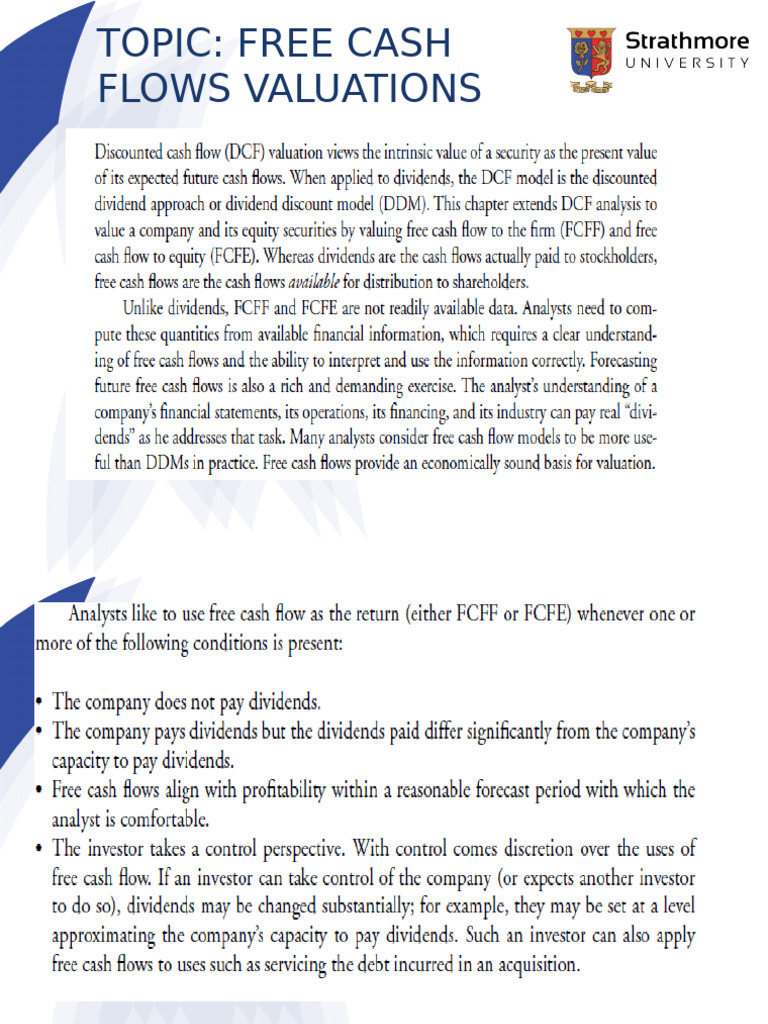 Free Cash Flow Valuation Methods | PDF