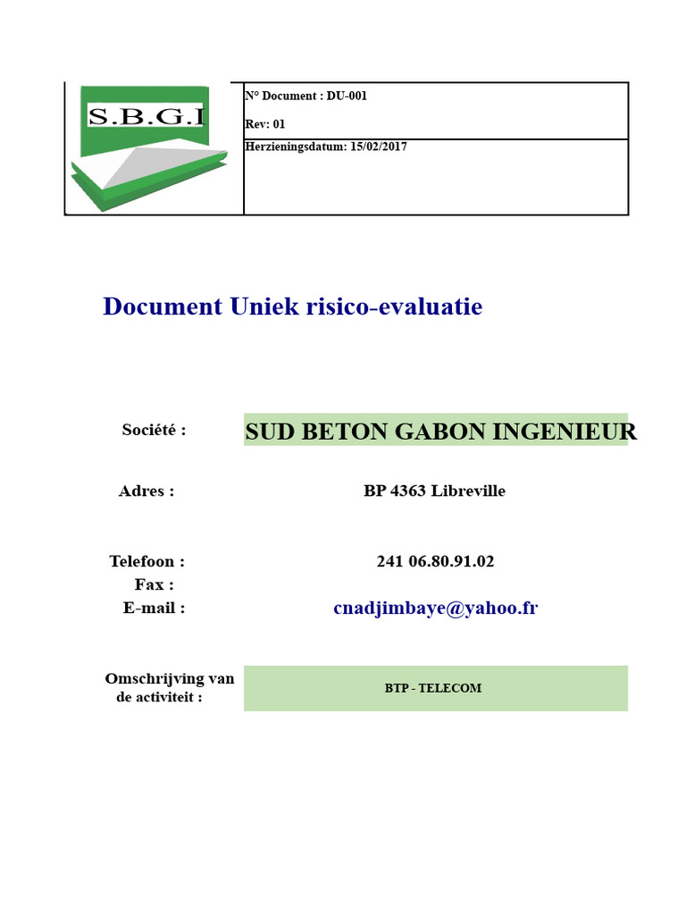 Duer (Uniek Document en Risico-Evaluatie) | PDF