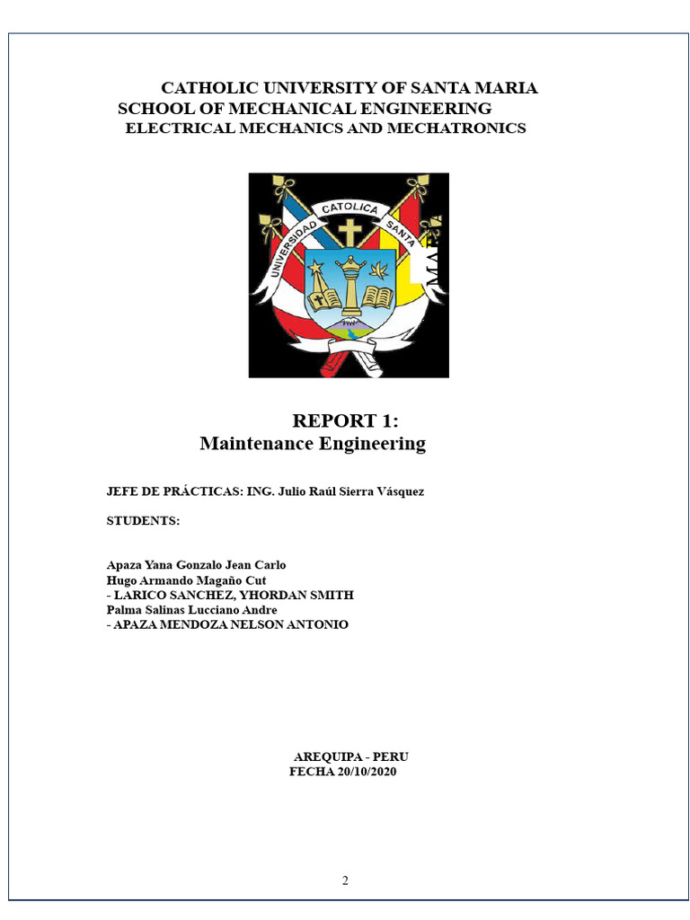 Maintenance Engineering Report Overview | PDF | Inventory | Reliability ...
