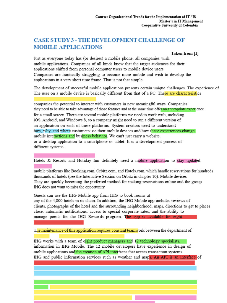 CASE STUDY 4 - The Challenge of Mobile Application Development ...