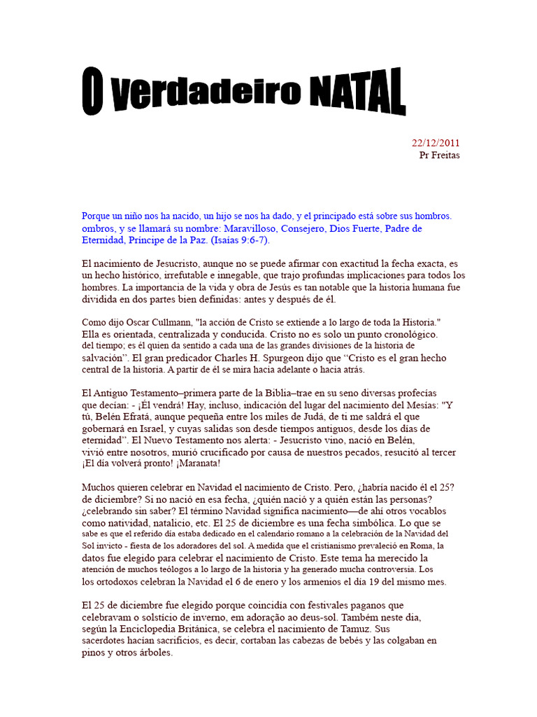 La Verdadera Navidad | PDF | Navidad | Natividad De Jesus