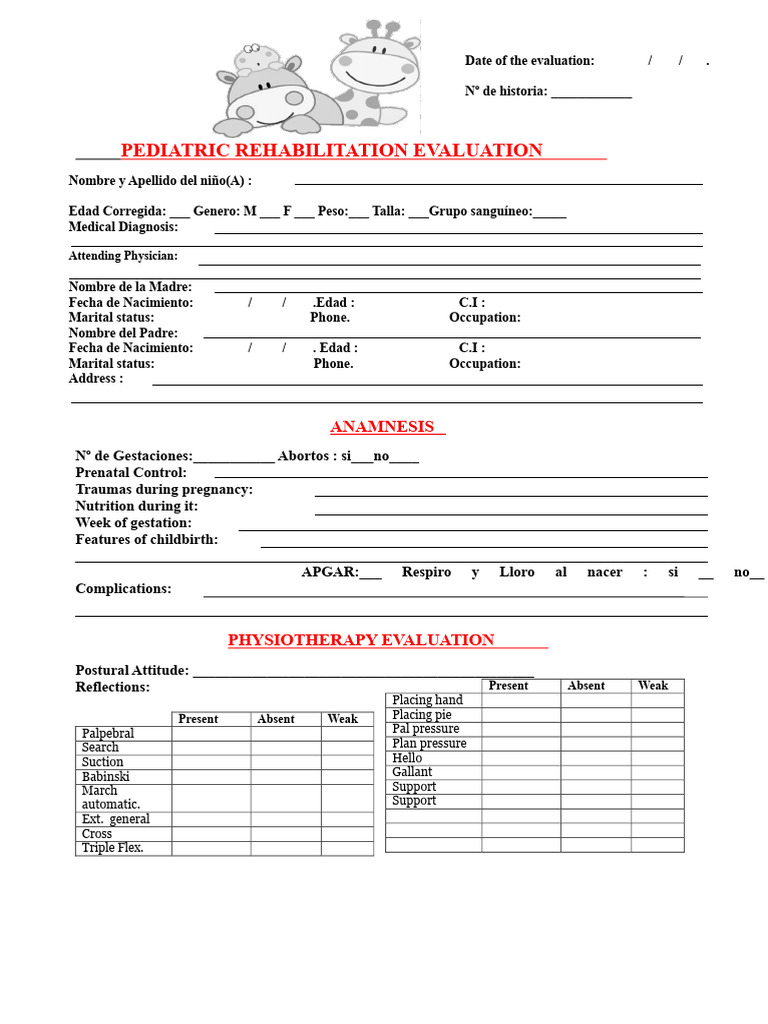 Pediatric Rehabilitation Evaluation Form | PDF