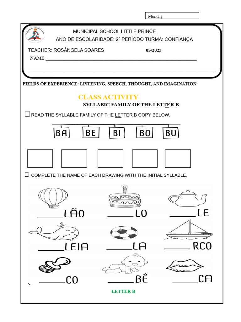 Class Activities for Letter B and C | PDF | Linguistics