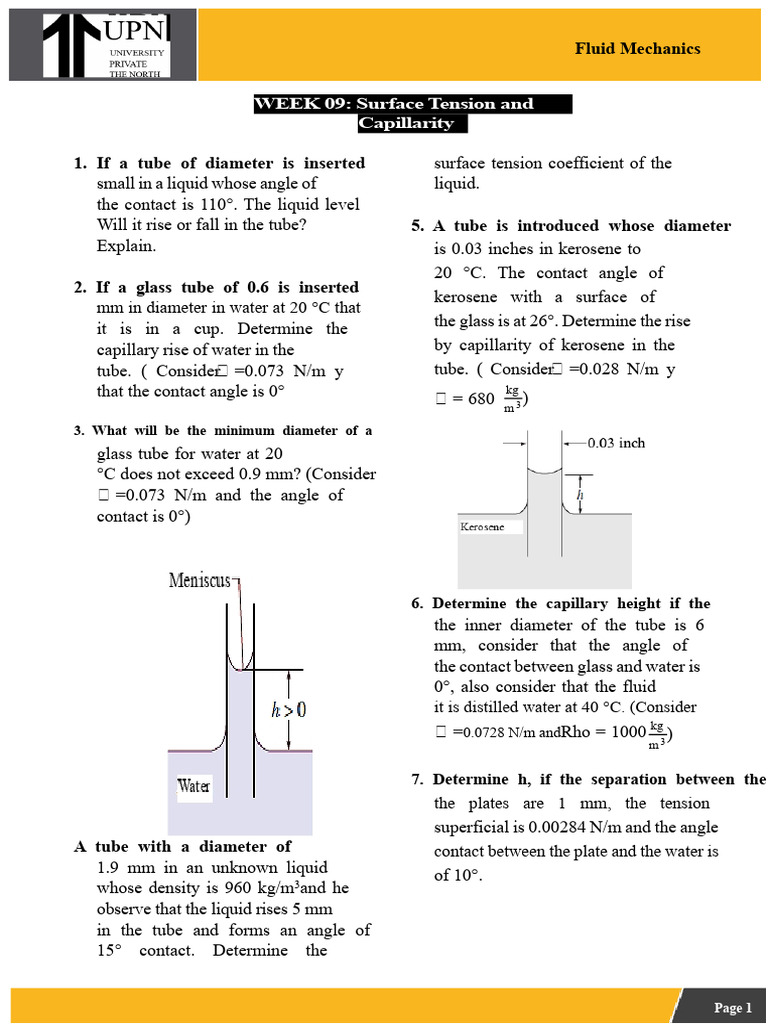 MDF_S09_HT_SURFACE TENSION AND CAPILLARITY | PDF | Surface Tension | Gases