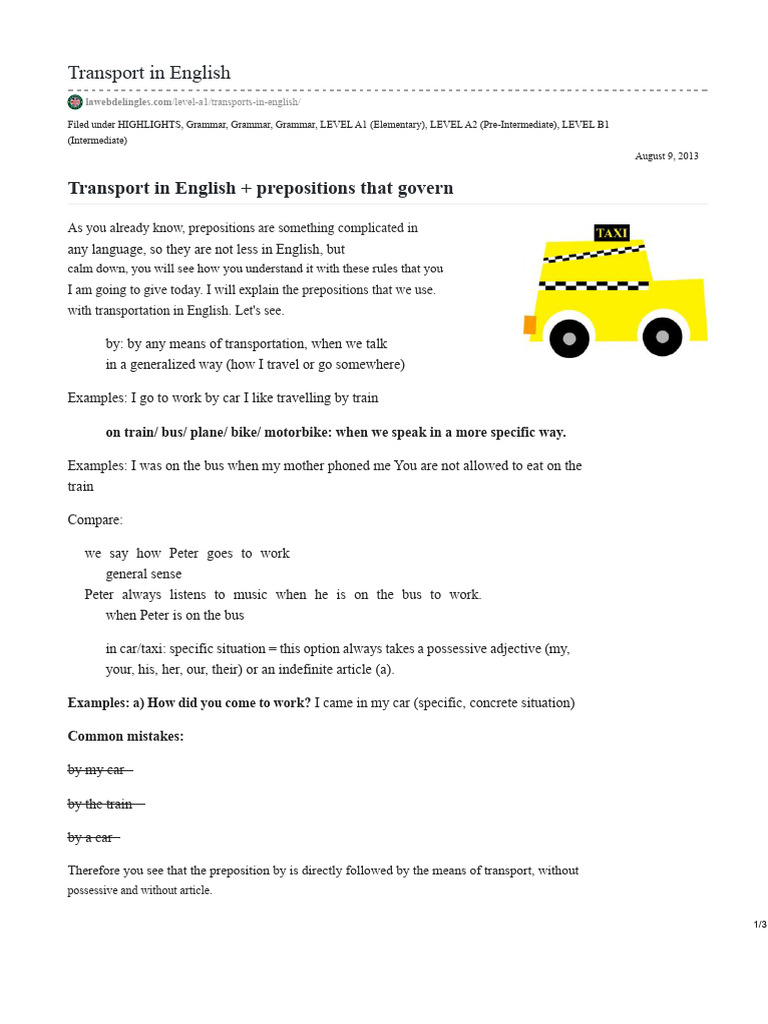 English Transport Vocabulary Guide | PDF | English Language | Languages