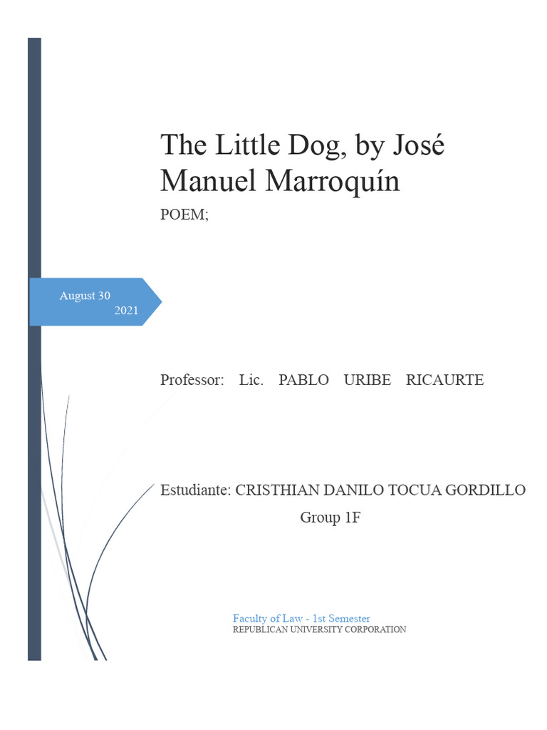 Work Poem The Little Dog by Jose Manuel Marroquin | PDF | Hunting
