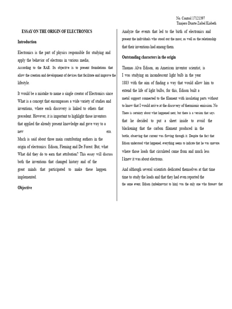 Essay On The Origin of Electronics | PDF