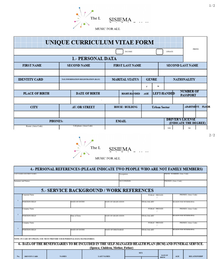 Unique Form of Life Sheet | PDF | Identity Document | Government And ...