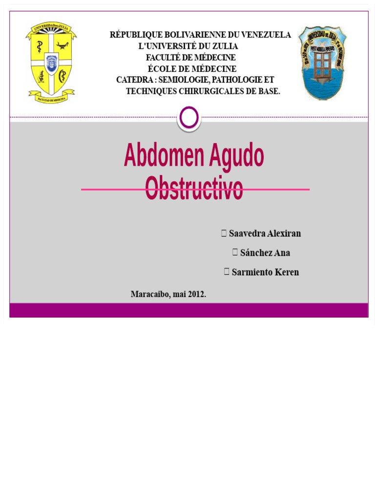 Abdomen Aigu Obstructif | PDF | Médecine clinique | Spécialités médicales