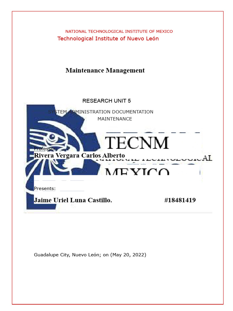 Unit 5 Maintenance Management | PDF | Business
