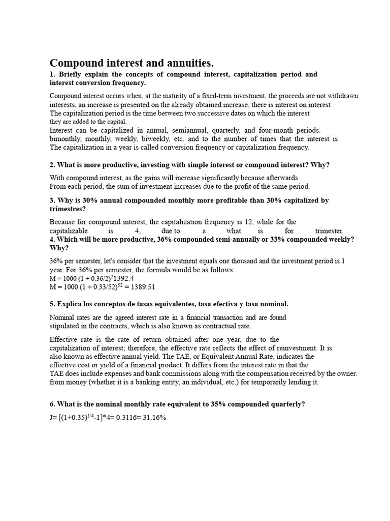 Understanding Compound Interest and Annuities | PDF | Interest ...