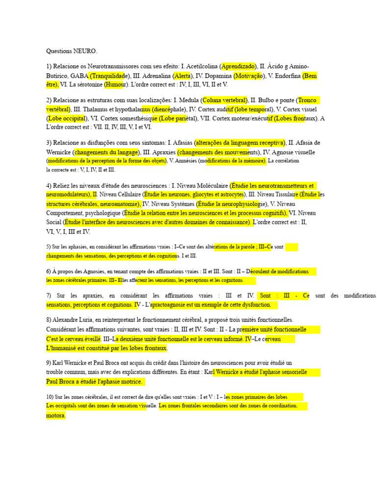 Concepts clés des neurosciences et fonctions cérébrales | PDF | Cerveau ...