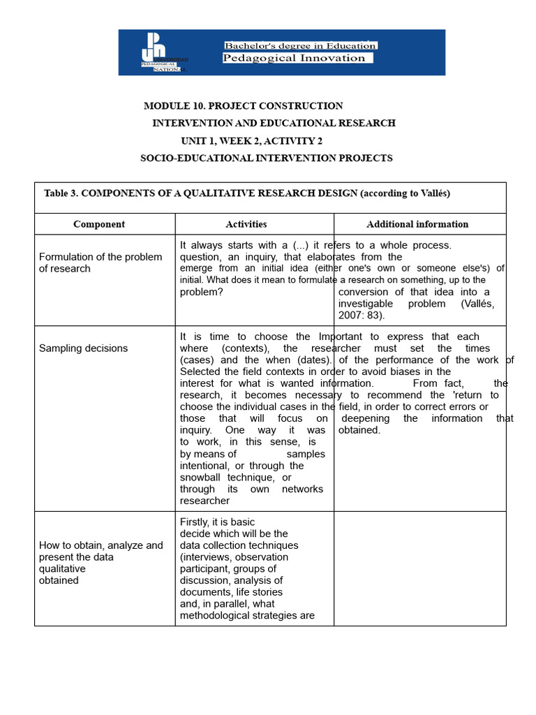Table 3 Components of a qualitative research design | PDF | Qualitative ...