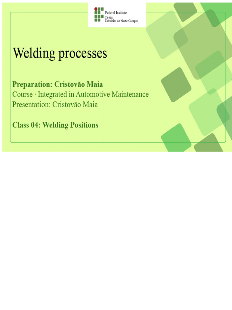 Class 04 - Welding Positions | PDF | Welding | Construction