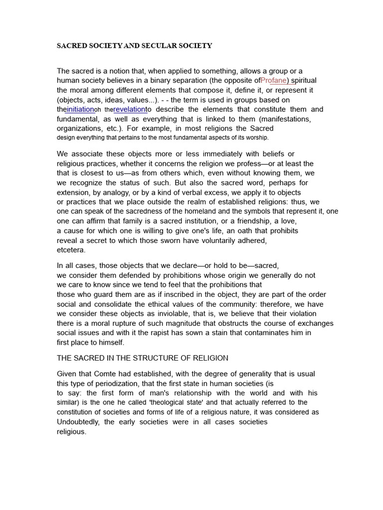 Sacred vs. Secular Society Explained | PDF | Secularity | God