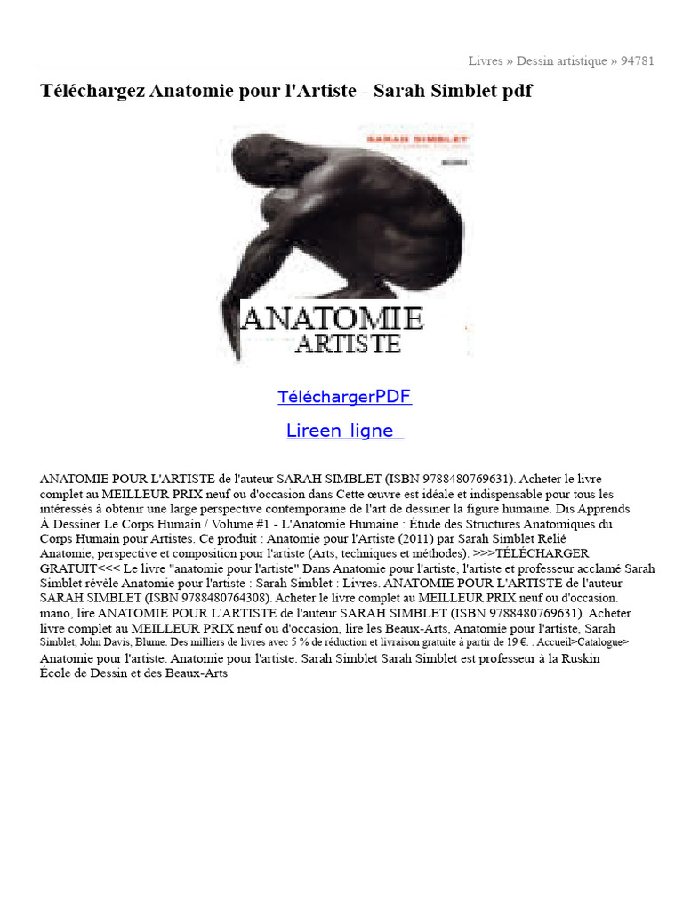 Anatomie pour l'Artiste de Sarah Simblet | PDF