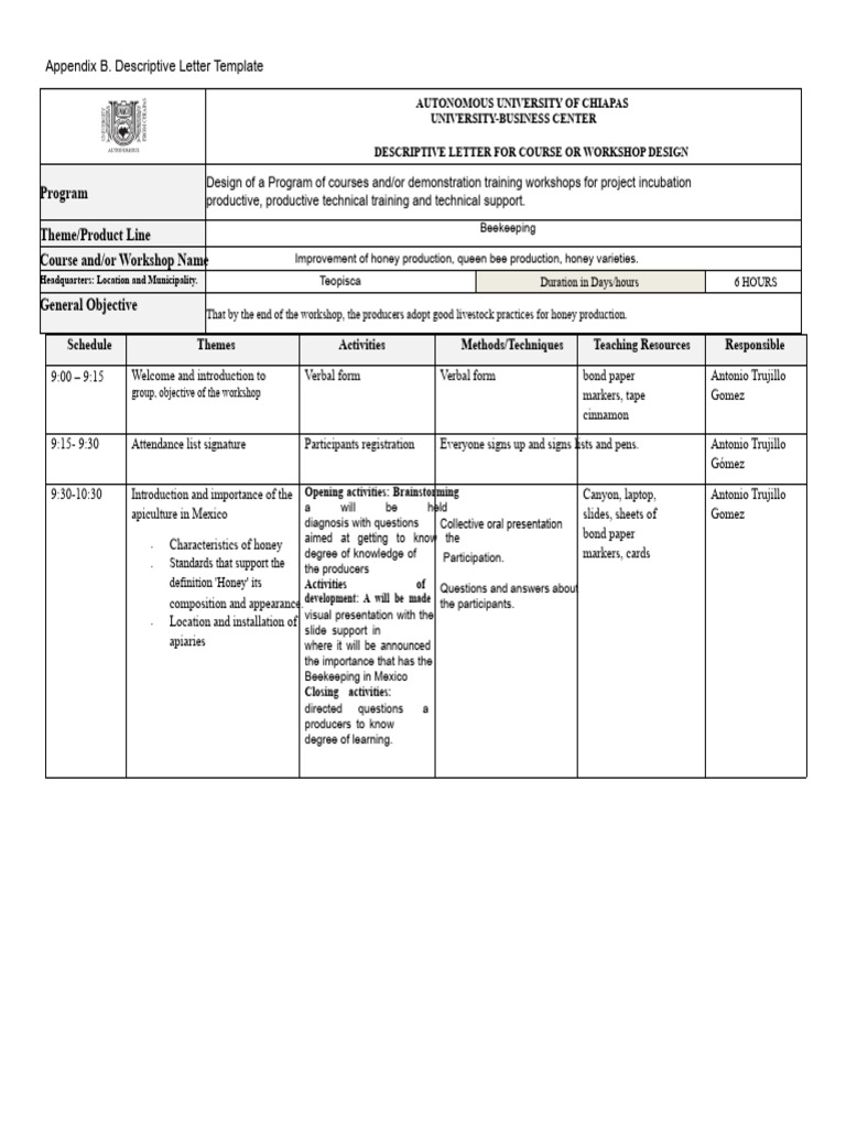 Beekeeping Workshop Descriptive Letter | PDF | Beekeeping | Beehive