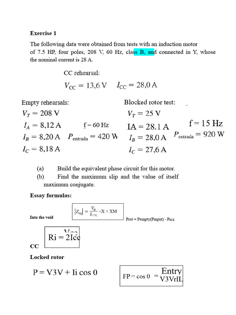Induction Motor Test Analysis and Calculations | PDF | Electrical ...