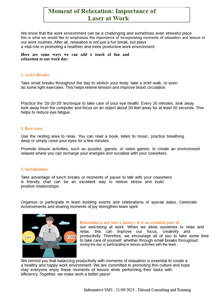Boost Workplace Wellness with Relaxation | PDF | Relaxation (Psychology ...
