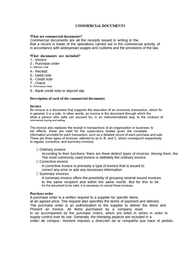 Essential Commercial Documents Explained | PDF | Cheque | Negotiable ...