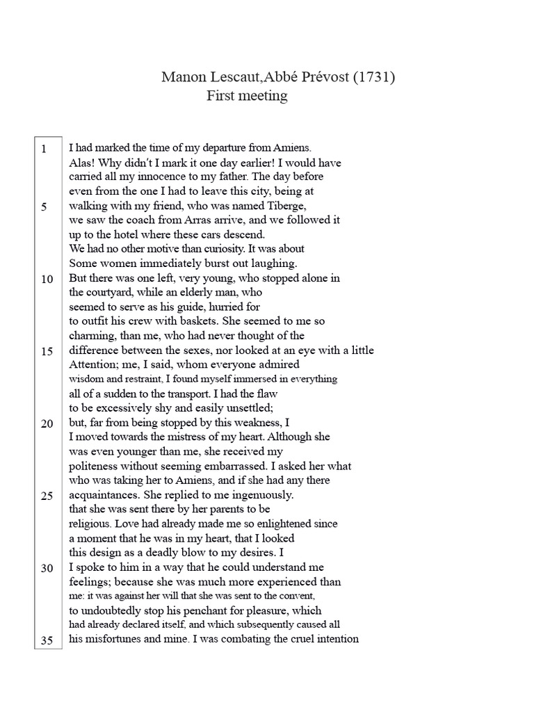 Manon Lescaut - First Meeting - Text Commentary | PDF
