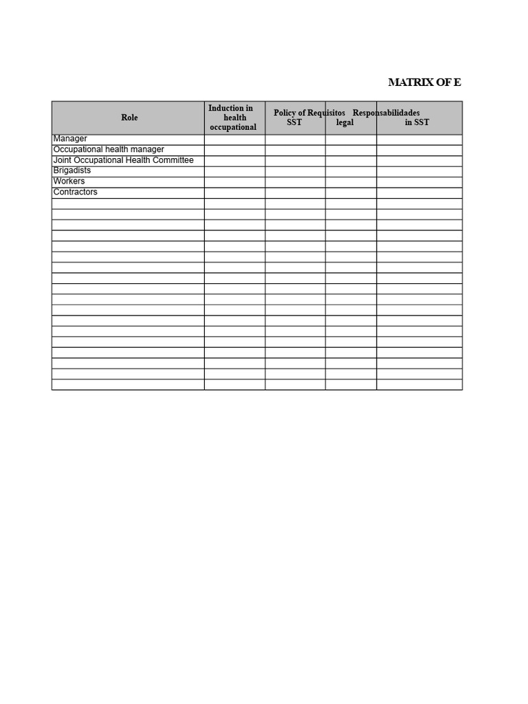 Occupational Health and Safety Matrix | PDF