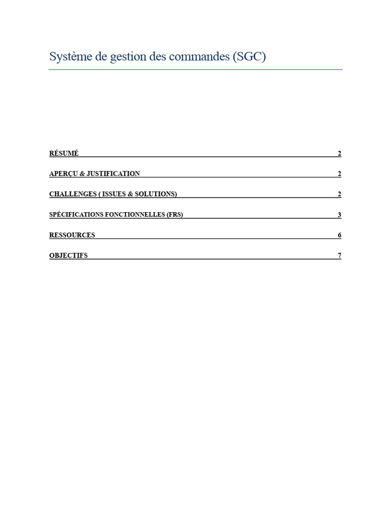 Gestion des commandes : spécifications et défis | PDF | Microsoft SQL ...