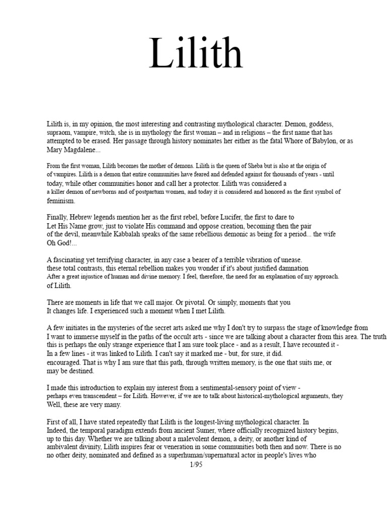 Lilith | PDF | Lilith | Kabbalah