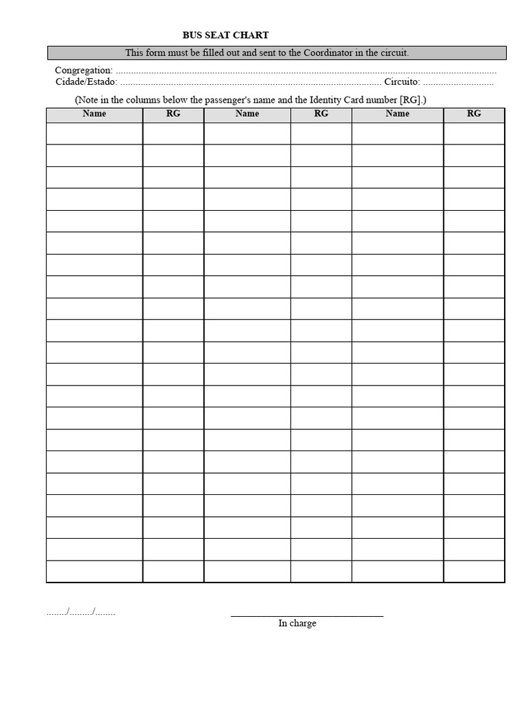 SH-Editable Bus Seating Spreadsheet | PDF