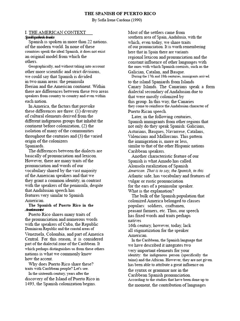 Understanding Puerto Rican Spanish Dialect | PDF | Spanish Language ...