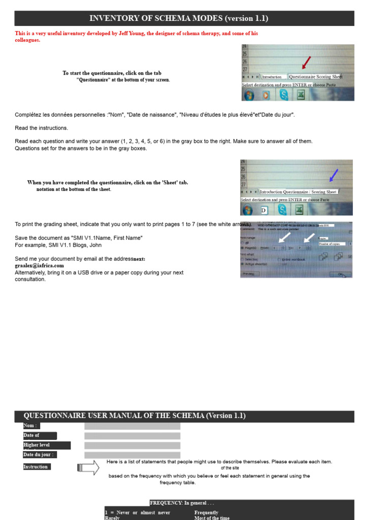 Schema Modes Inventory Guide V1.1 | PDF | Questionnaire | Anger