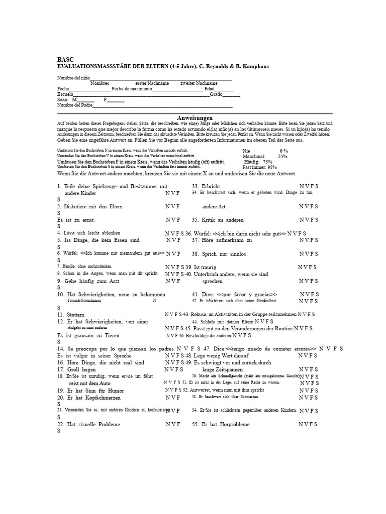4 Bis 5 Jahre Test BASC | PDF