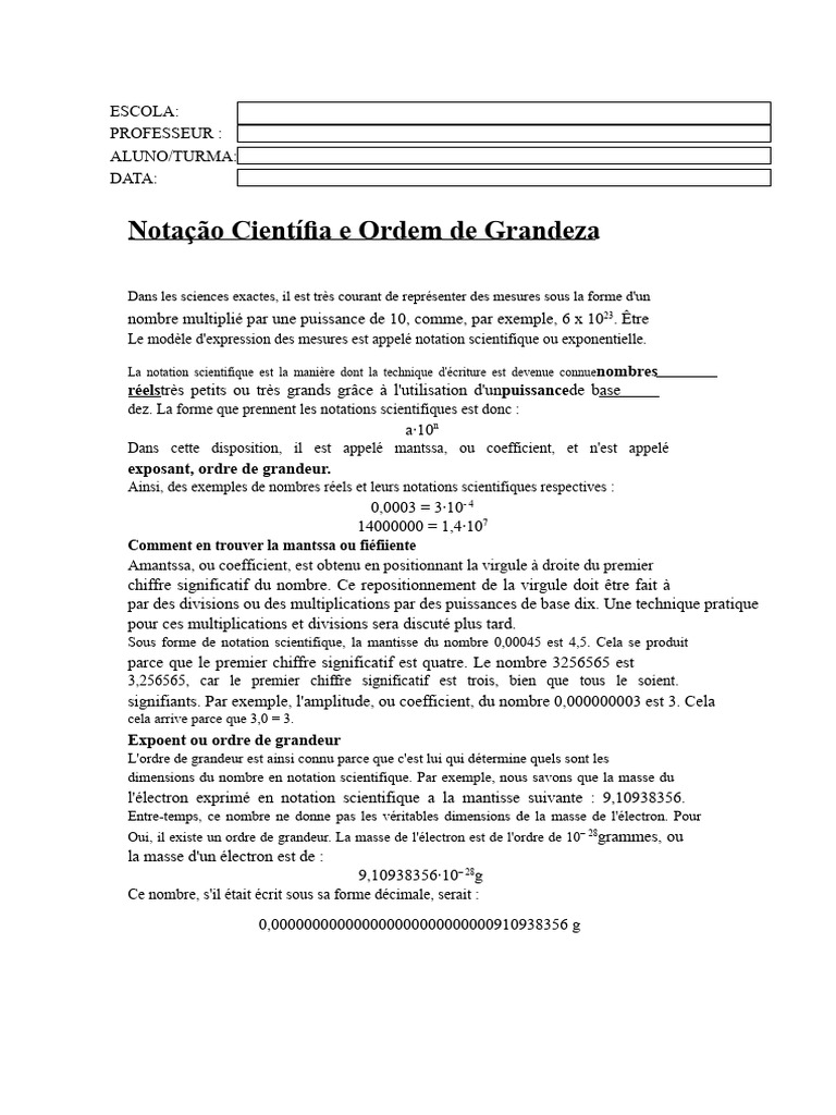 Notation scientifique et ordre de grandeur | PDF | Nombre | Chiffre ...