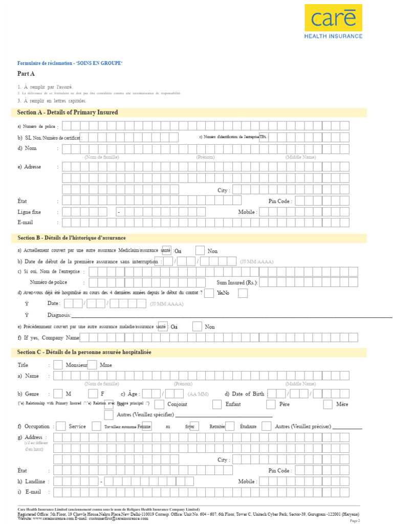 Formulaire de réclamation soins en groupe | PDF | Programmes sociaux ...