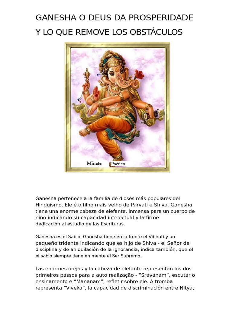 Ganesha, El Dios de La Prosperidad | PDF | Shiva