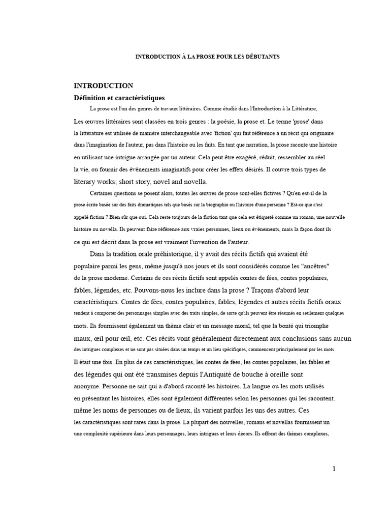 Introduction à la prose littéraire | PDF | Fable | Romans