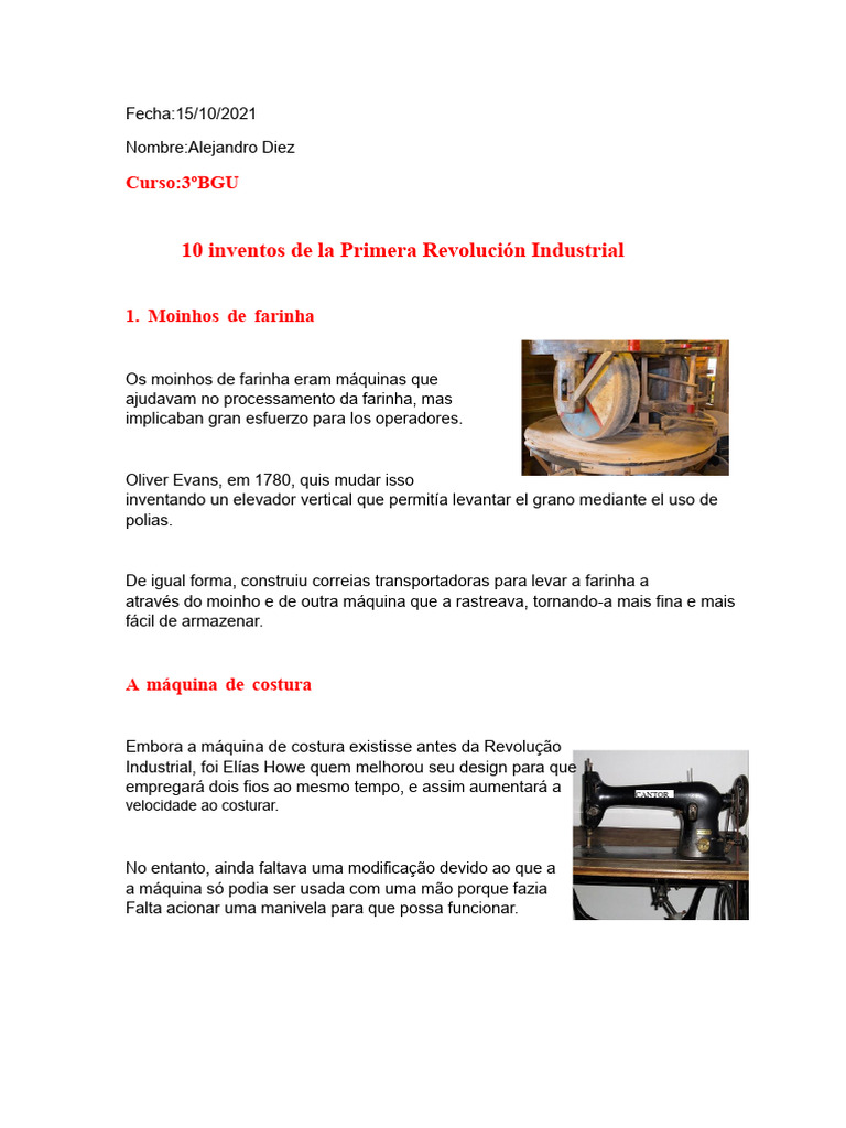 10 Invenções da Revolução Industrial | PDF | Motor a vapor | Lâmpada ...