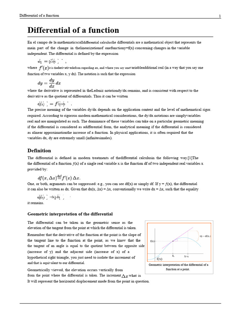 Understanding Differentials in Calculus | PDF | Derivative ...