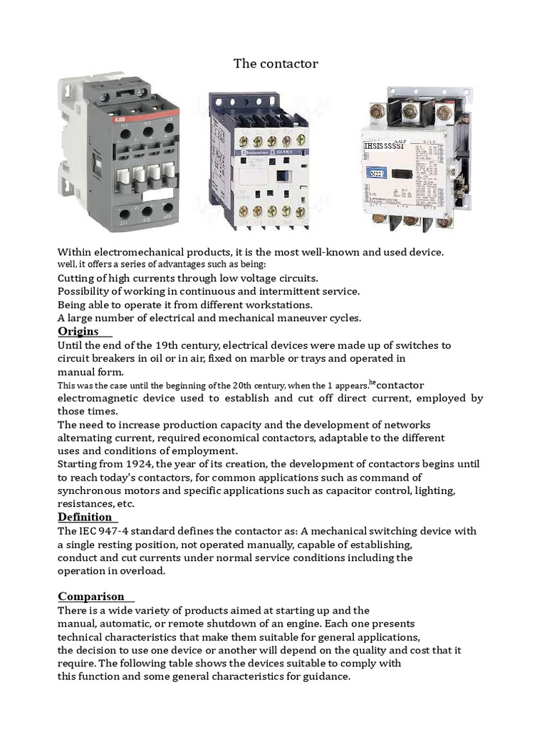 Contactors 1 | PDF | Switch | Electromagnetism