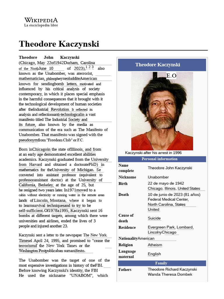 Theodore Kaczynski | PDF