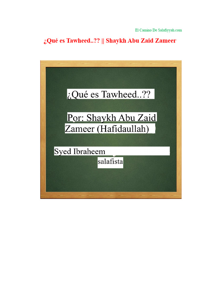 Tawheed ¿Qué Es? | PDF | Hadith | Alá