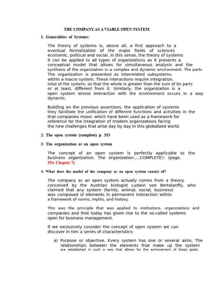 Company as a Dynamic Open System | PDF | System