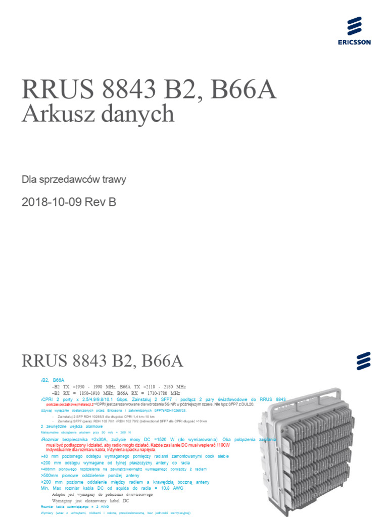 RRUS_8843_B2_B66A_100918_rev_B_turf_Data_Sheet_100918 | PDF