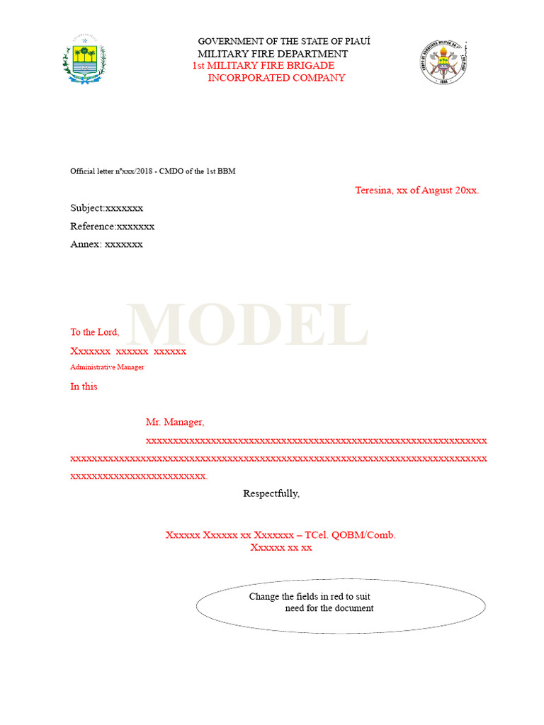 Official Letter from Piauí Fire Brigade | PDF