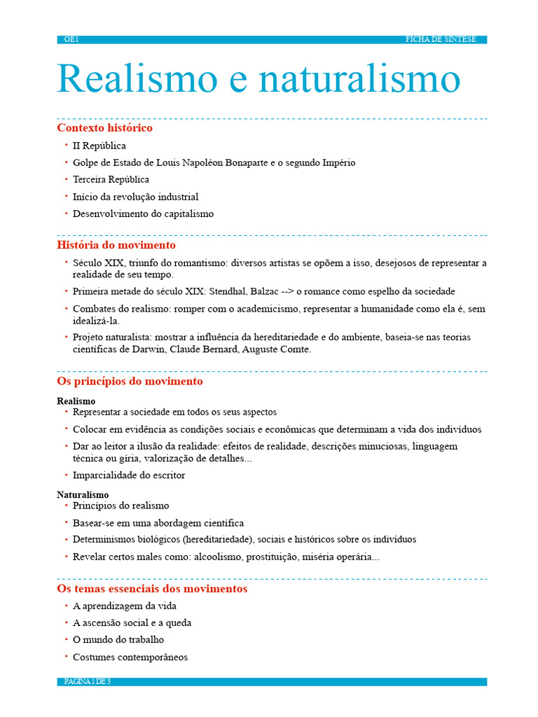 Realismo e Naturalismo na Literatura | PDF | Realismo (artes) | Honoré ...